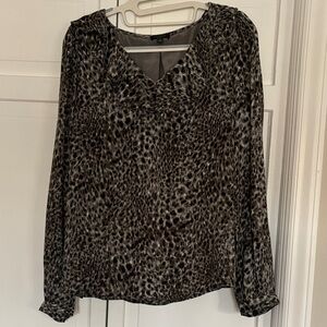 Talbots Black and Gray Animal Print Blouse